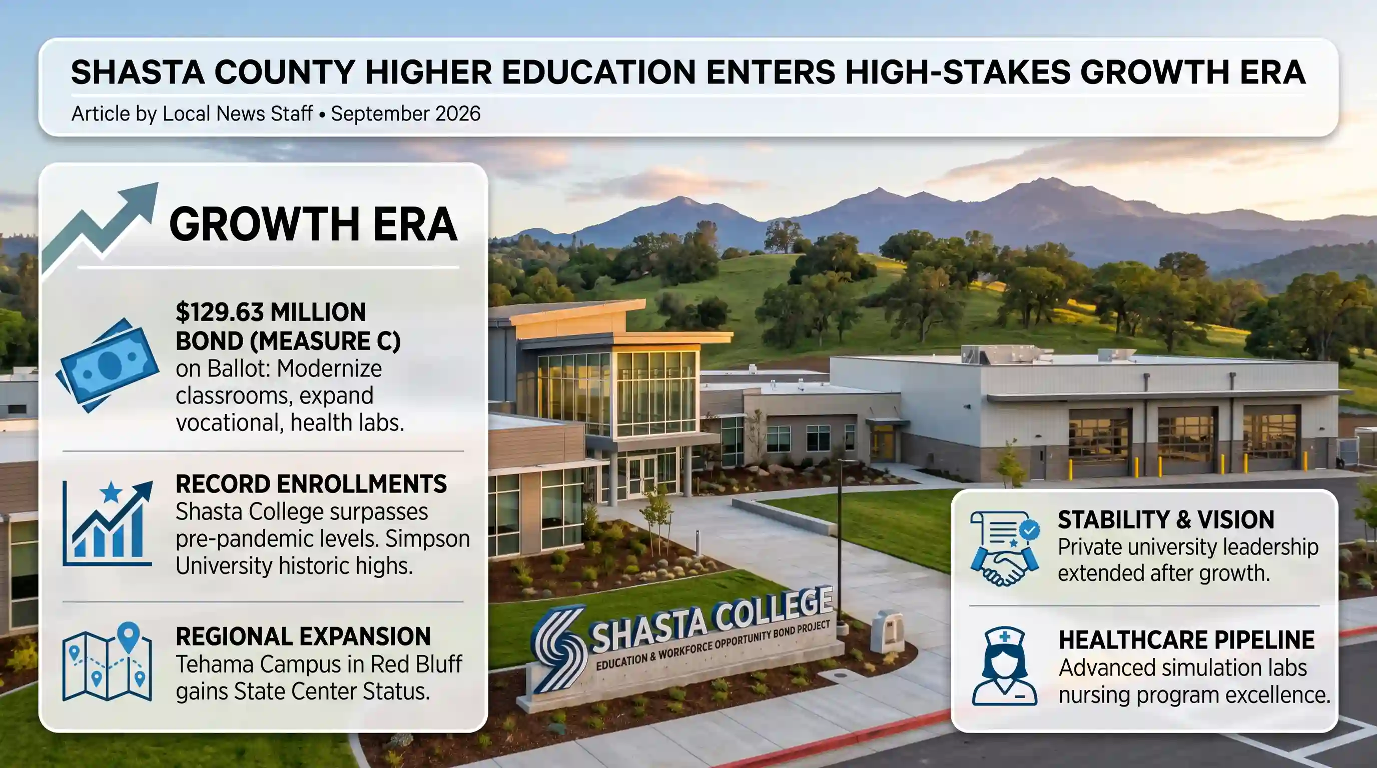 A $129 Million Bond, Record Enrollments, and Regional Expansions: Shasta County Higher Education Enters High-Stakes Growth Era