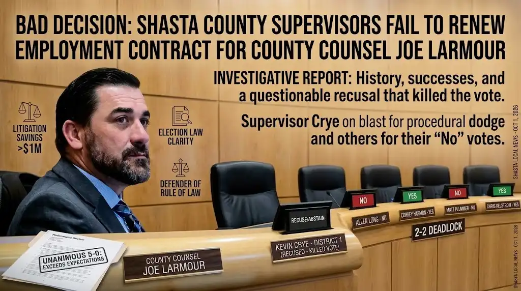 Political Cowardice on the Shasta Board: How Supervisors Torpedoed County Counsel Joe Larmour